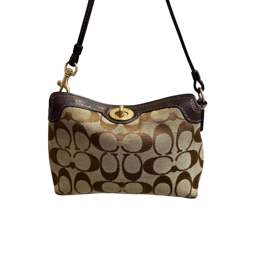 Coach vintage y2k signature brown mini bag wristlet clutch rare